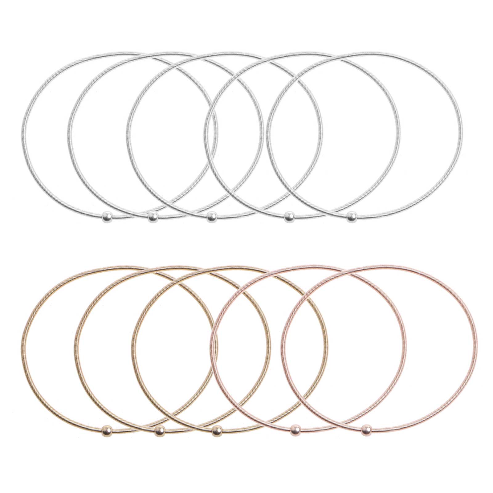 

10Pcs/set Guitar String Spring Bracelets Gold Carbon Steel Stackable Bangle Wirstband Spring Bracelets Flexible Stack 1