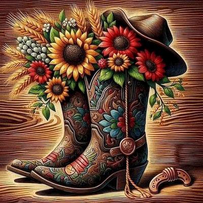 Diamond Painting Animal Diamond Mosaic Cowboy Boots  Cross Stitch Kit Diamond Embroidery Crystal Sunflowers Home Decoration