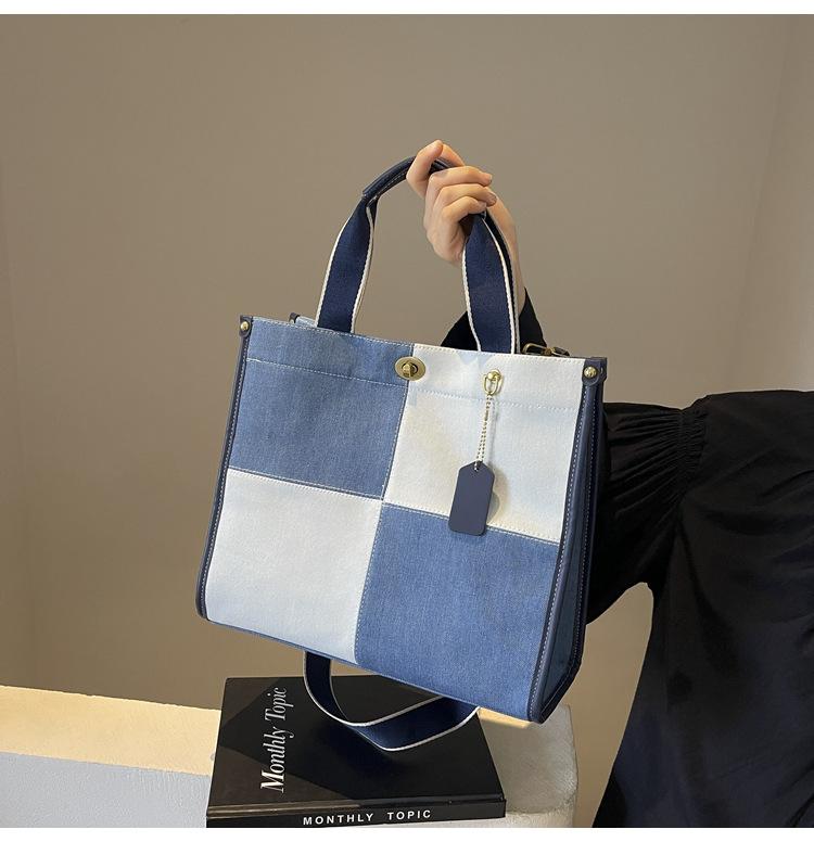 Tote bag casual women's bag large capacity plus lining, creative shopping portable canvas bag, casual canvas bag trend