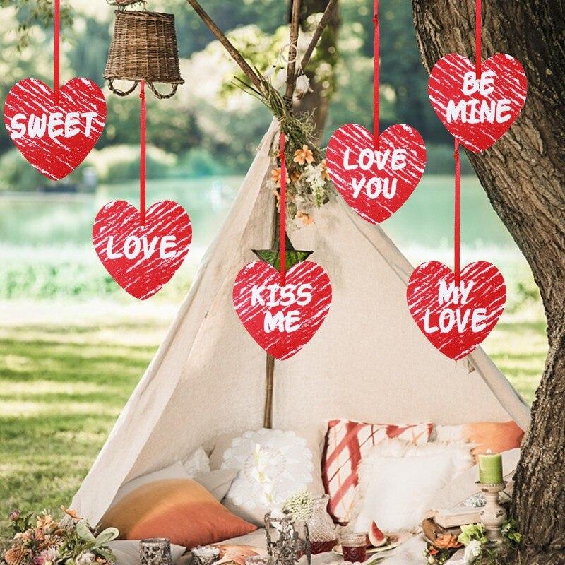30Pcs Valentine's Day Heart Hanging Ornaments Lawn Yard Porch Heart Decor for Wedding Party Home Office Decor