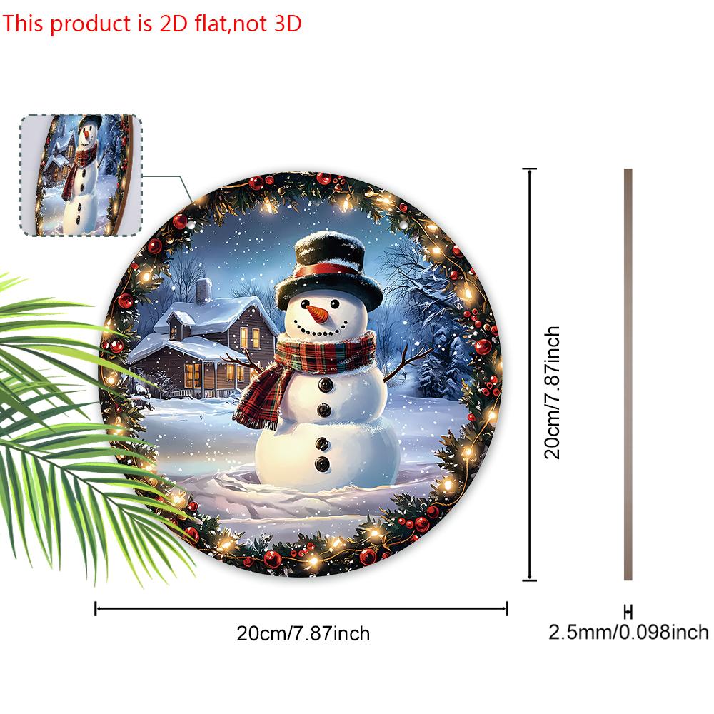 Classic Christmas Wooden Sign with Snowman Pattern - Navidad Round Sign for Front Door, Wall Hanging Decor - Ideal Christmas Gift