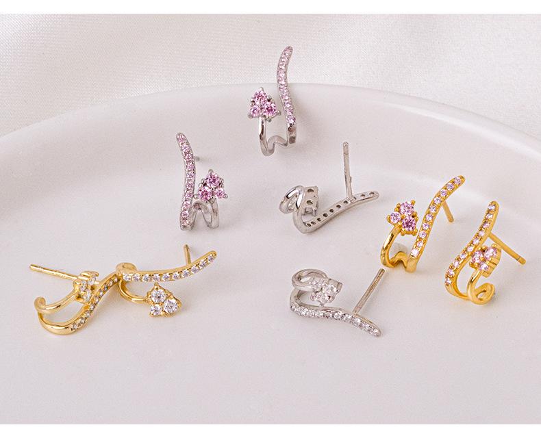 Banyan Tree S925 Silver U-Shape Diamond Luxury Earrings for Women - Korean Niche Cold Style