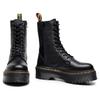 Litchi Pattern European and American Thick-soled 10-hole Locomotive Boots Women's 1490 Side Zipper British Long Boots Muffin Lace-up Tooling Boots
