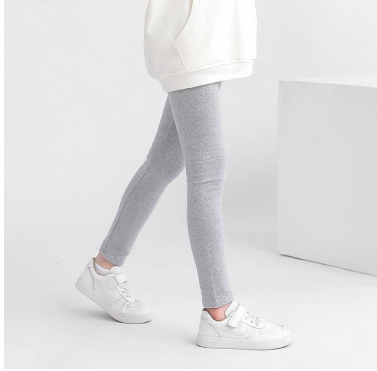 "Girls' Thin Cotton Leggings for Spring and Autumn - White, Black, or Gray"