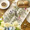 Spring Wildflowers Daisy Flower Linen Table Runner Holiday Party Decor Reusable Kitchen Dining Table Runner Wedding Decorations