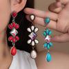 Bohemian Retro Ethnic Style Turquoise Earrings Femininity Fringed Water Drop Earrings Literary Exaggerated Ear Jewelry
