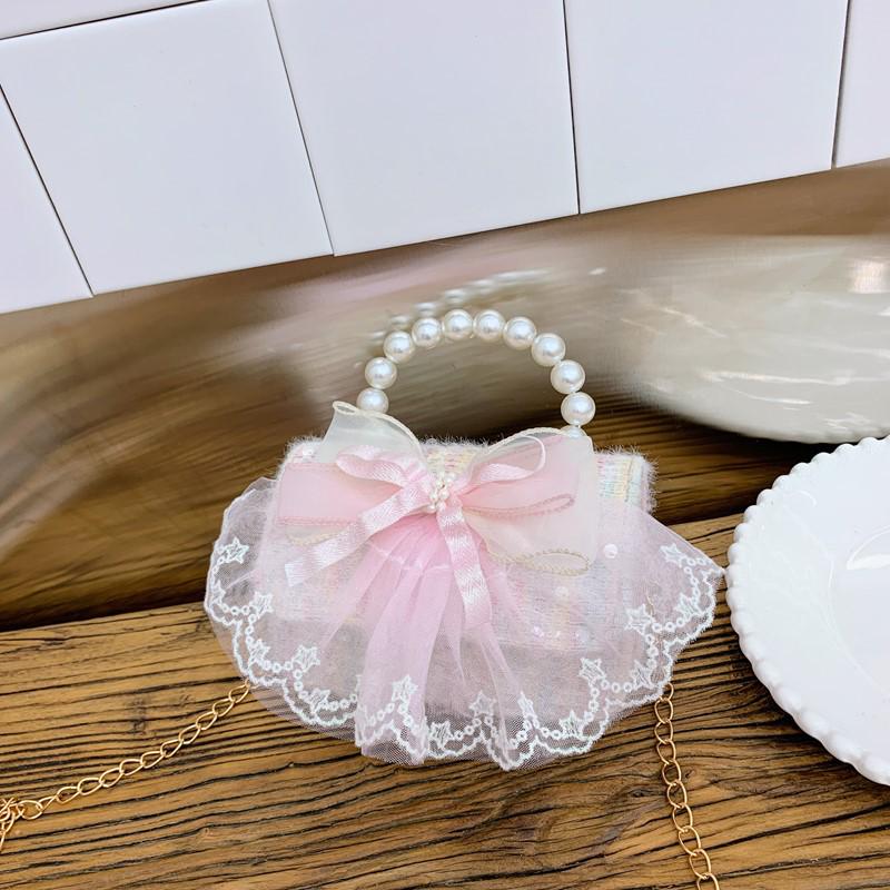 2025 Kinder Prinzessin Perle Schleife Umhängetasche