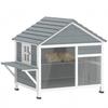 Outdoor Cat House Opening Roof Panoramic Window Slatted Door and Resting Platform 101x72.5x81cm Grey