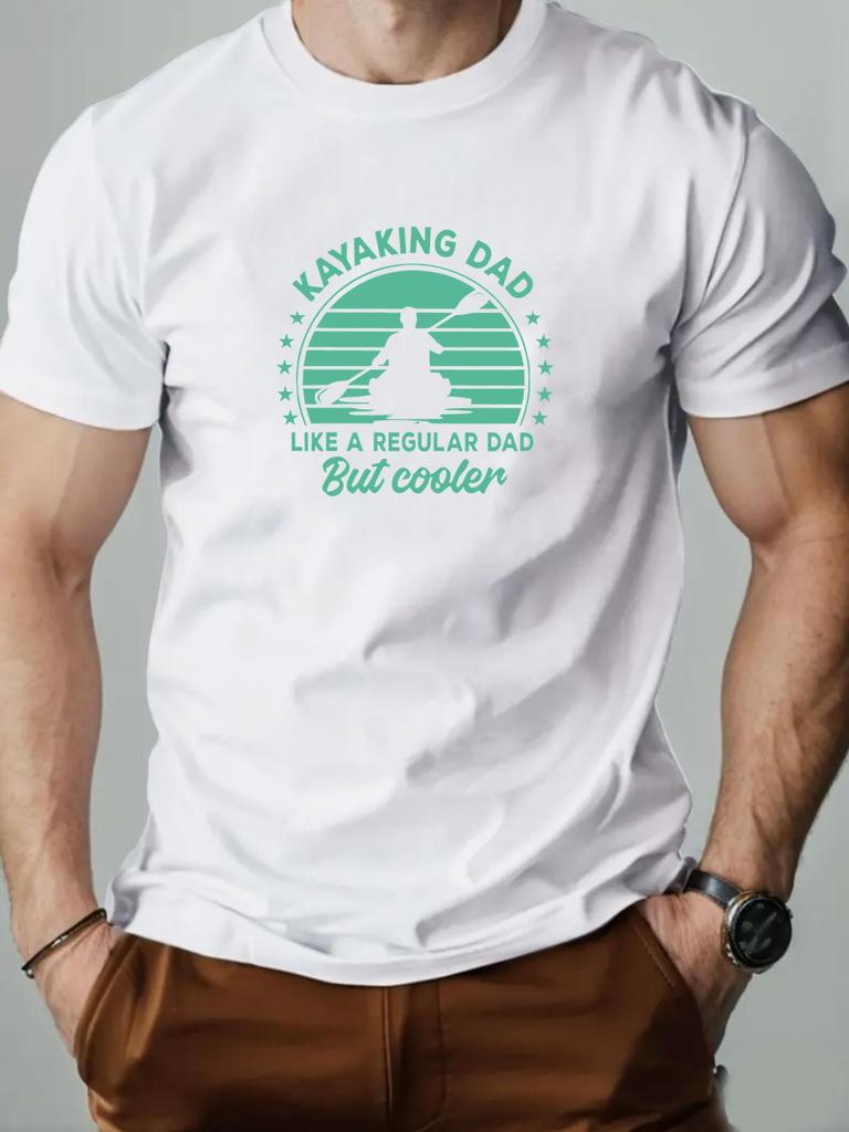 Mens Cotton Tshirt KAYAKING DAD Summer Round Neck Shortsleeved Graphic Breathable Fashion Casual Tshirt