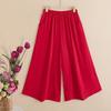 Pants Summer Women Plus Size Loose Pajama Pants Versatile Casual Solid Color High-waisted Wide-leg Linen Pants