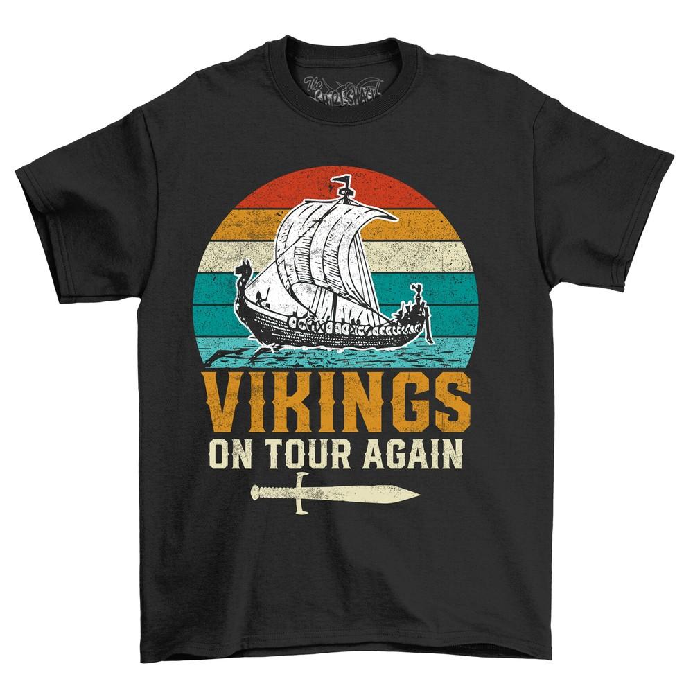 'Vikings On Tour Again'' T-shirt - Raid In Style! Funny Tee with Norse Charm, Uni
