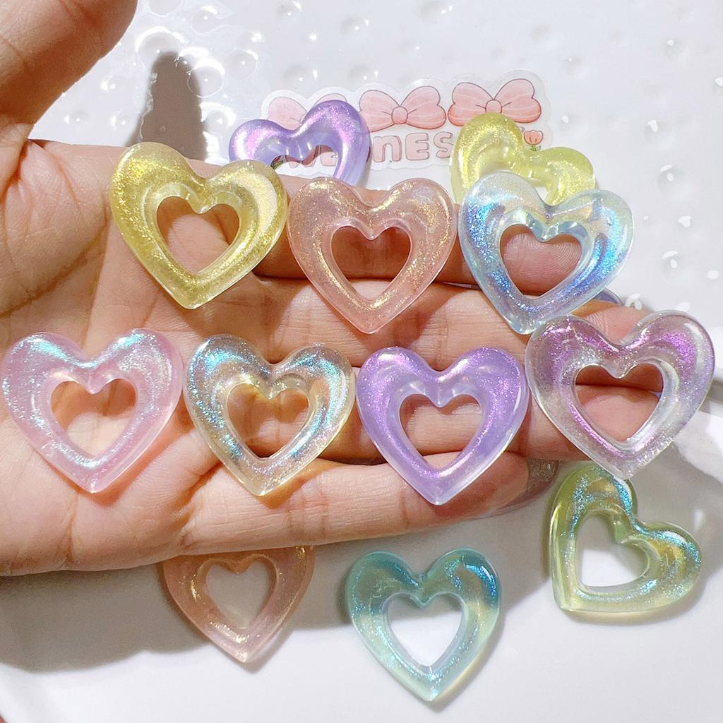 Set of 5 Acrylic Hollow Heart Pendant for DIY Earring Necklace Bracelets Jewelry