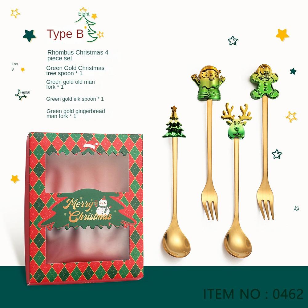 HANYANG Tableware Stainless Steel Small Spoon Golden Dessert Spoon Fruit Fork