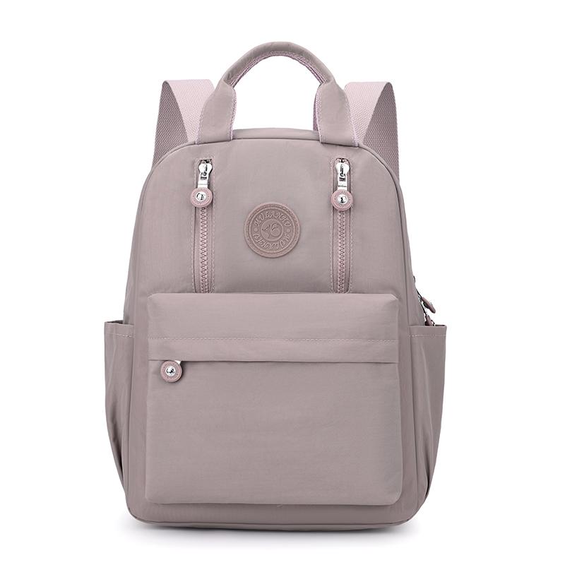 Solid Color Women's Backpack Large Capacity Nylon Backpack