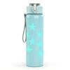 1PC Light Blue Five Point Star Repeat 750ml Color Plastic Sports Water Bottle Leakproof Flip Straw Lid Suitable for Sports Office Home Use