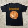 Tricou Negru Unisex cu Mânecă Scurtă, Mărime Unică, cu Pisică, Trupa Devourment, Amuzant