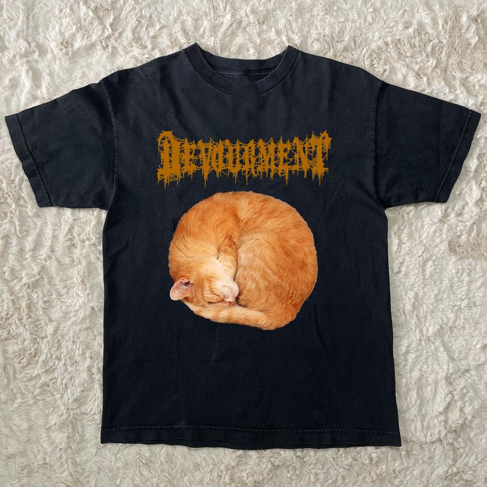 Смешная футболка с коротким рукавом Devourment Band Cat, черная, все размеры, унисекс M