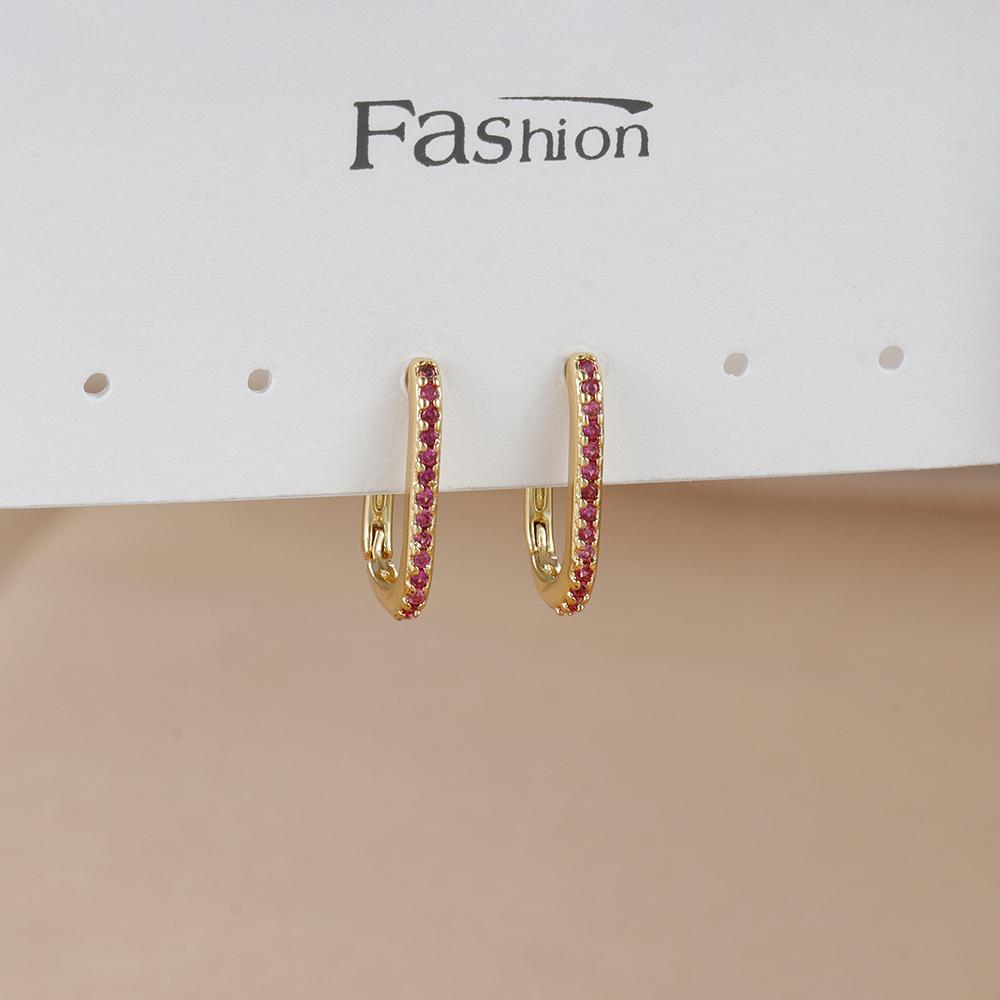 Fashion Stainless Steel Cubic Zircon Heart Dangle Earrings for Women Geometric Circle U-shaped Earrings Ear Piercing Jewelry