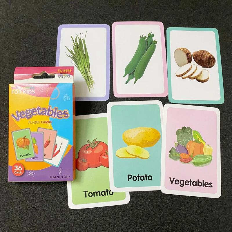 Non-Toxic Children'S Early Physical Cognition English Word Education Card Animal Fruits Flashcards Montessori Baby Kids Early Educational