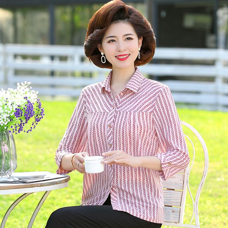 

PaSiTe Women s Striped 3/4 Sleeve Button-Up Shirt 3XL