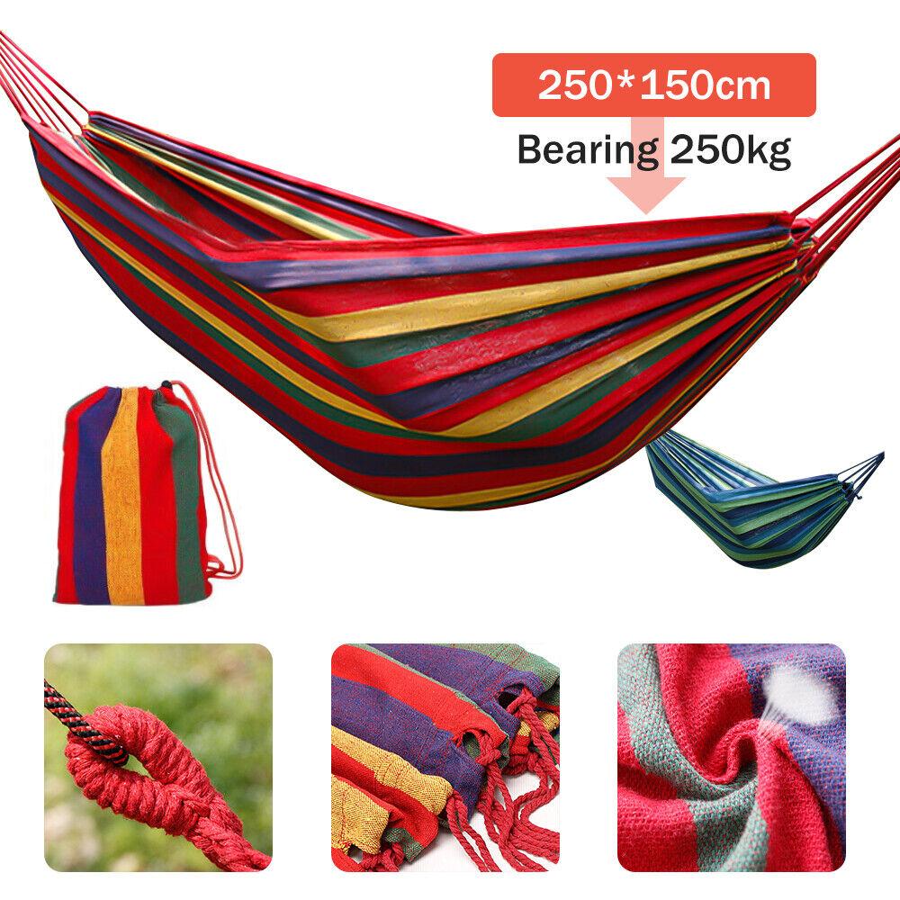 Thick Canvas Hammock Outdoor Camping Indoor Childrens Swing Thickened Striped Hammock Multi Functional Hammock