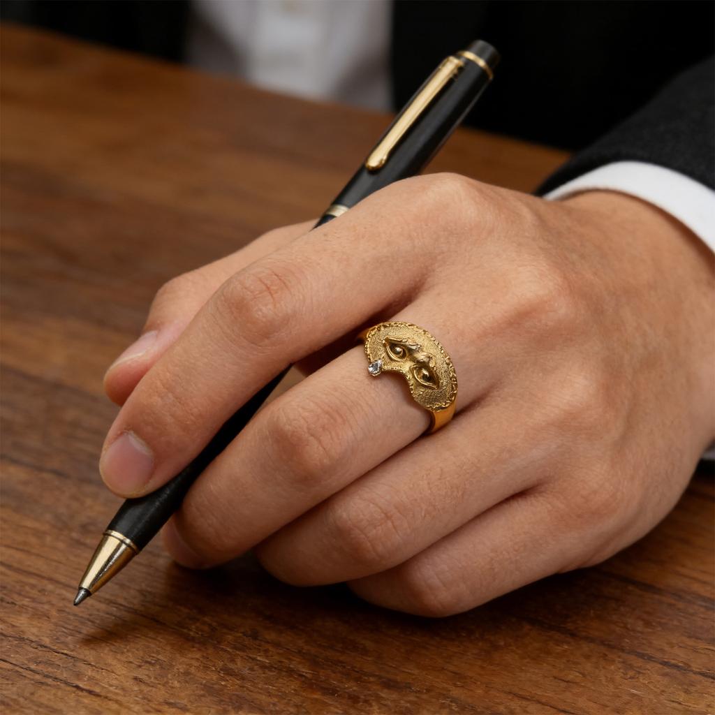 The Phantom's Tear Ring, Vintage Mask Ring With Moving Mask, Adjustable Open Band, Gothic Vintage Jewelry Gift For Women, Lover