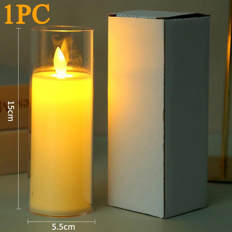 LED Electronic Candle Acrylic Cup Warm Light with Battery Flameless Moving Candle Christmas Church Wedding Home Bedroom Decor