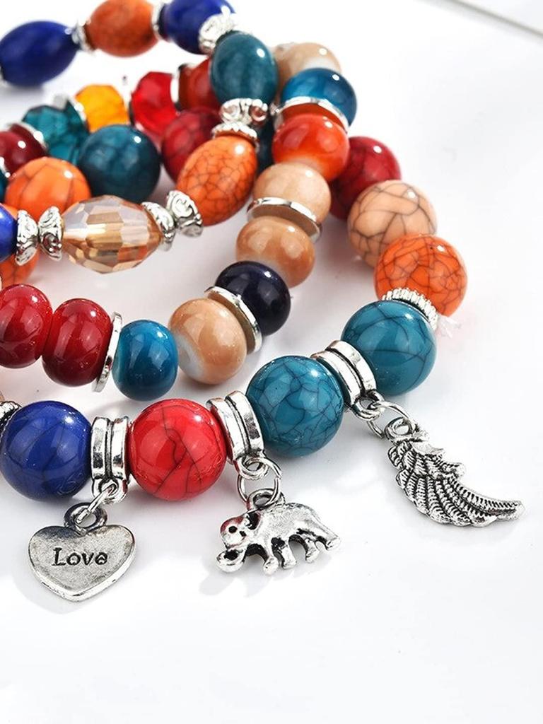 Bracelets for Women and Girls Beads Bracelets for Women | Bohemian Style Stretchable Love Charm Beads Bracelet