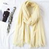 105*190cm One Piece Women Oversize Solid Plain Scarf Shawls Head Wraps Viscose Cashmere Muslim Frayed Hijabs Pashmina