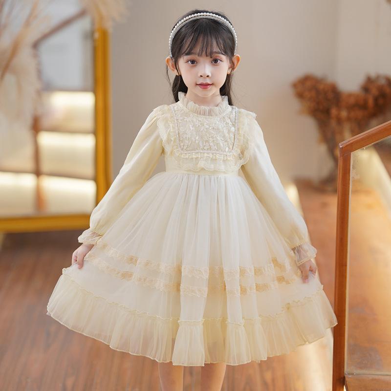 

Платье принцессы для девочек с бархатным кружевным сетчатым платьем Платье