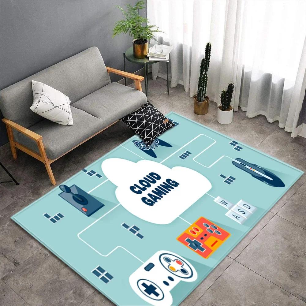 Cartoon Game Console Carpet for Living Room Video Game Children Player Area Rug Soft Anti-slip Bedroom Entrance Floor Mat