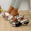 Large Size Trendy Thick-soled Wedge Sandals With Rivets, Fashionable Sandals, Summer Women's Sandals