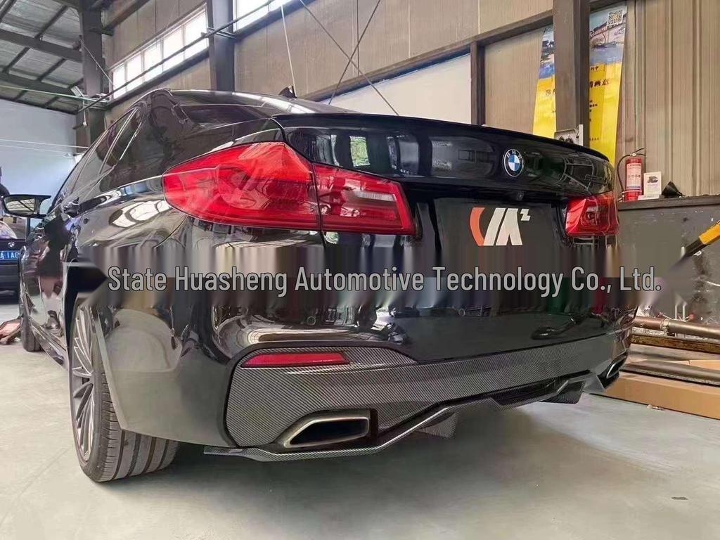 BMW 5 Series G30 MP Style Carbon Fiber Dual Rear and Front Lip Spoiler