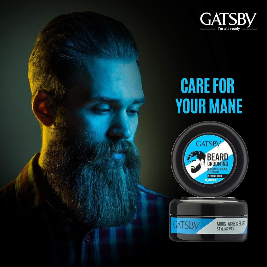 Gatsby Beard And Moustache Styling Wax Strong Hold 25g X 2 | Long-Lasting Hold Non-Sticky Easy Wash | Carnauba Wax For All Beard Types