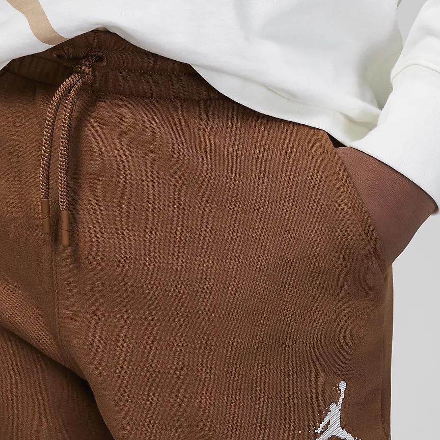 Jordan MJ Essentials Členský dopis Kravata Ležérní Žebrovaná manžeta Flísové Podšívkované Pletené Tepláky Dětské Spodní Díly Světle-Britská-Hnědá FV5650-281