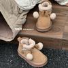 Girls Winter Snow Boots Kids Warm Thick Faux Suede Ankle With Fluffy Pom Non-Slip Sole Ages 1-16