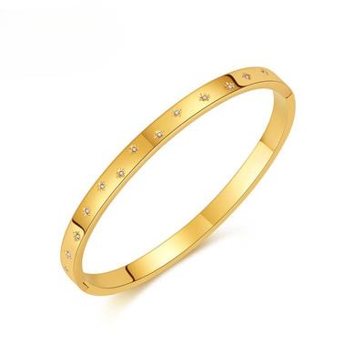 Fashion Stainless Steel Octagram Bracelet High-End Sense Micro-Inlaid Gypsy Star Titanium Steel Bracelet