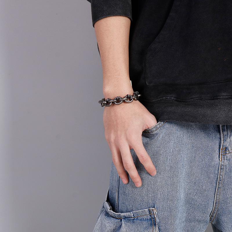 2026 European and American Retro Old Casting Titanium Steel Jewelry, Men's Nail Bracelet