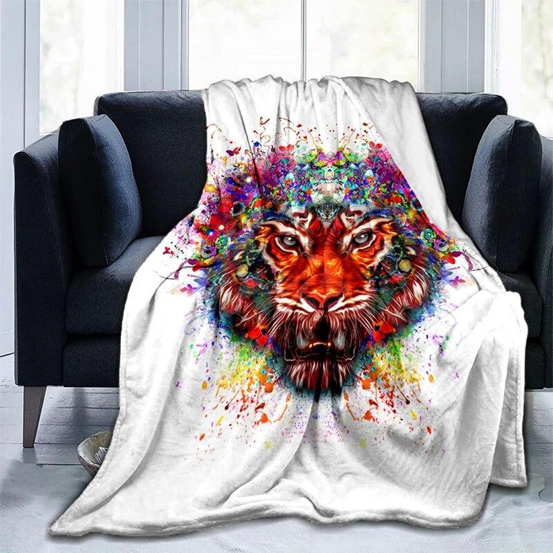 

3D Художній друк Тварина Тигр Сучасна ковдра Фланель М’який плюшевий диван-ліжко Пледи з мультфільмів для ліжок Подарунки Dropshipping 75cm x 90cm