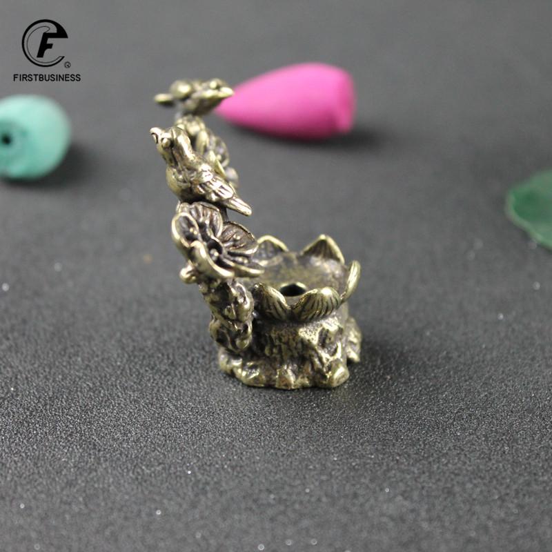 Pure Copper Plum Tree Happy Magpie Bird Miniature Ornaments Antique Brass Cuckoo Figurine Tea Table Decorations Desk Decor Craft