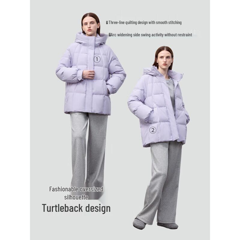 Bingjie Women's Short Hooded 95% White Duck Down Jacket