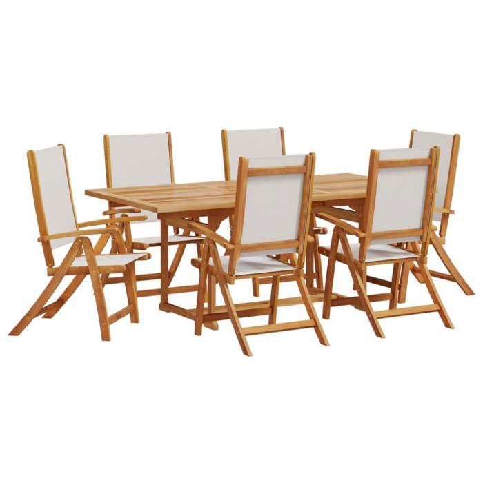 VidaXL 7pcs Garden Dining Set Solid Acacia Wood Textilene, Outdoor Dining Set 3279289