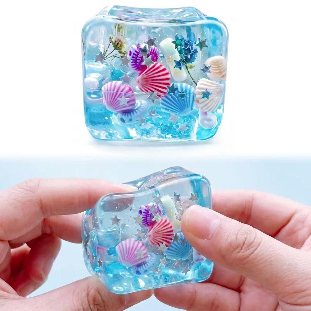 Slow Rising Blue Ocean Ice Cube Stress Balls Slow Rebound Sensory Fidget Toy Social Activities