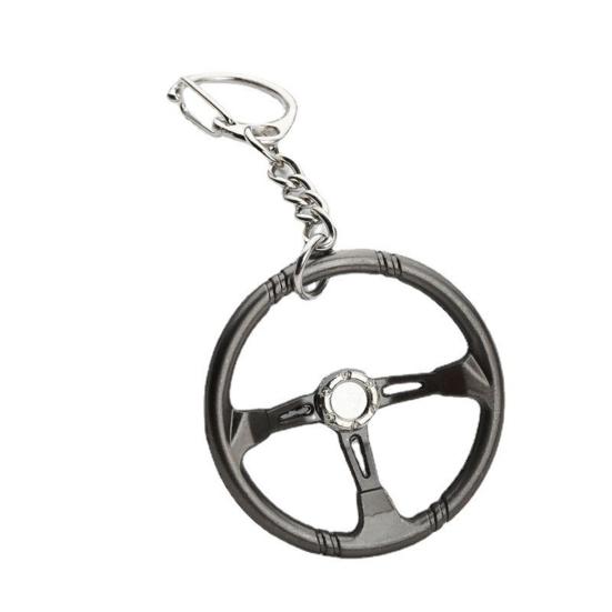 

Key Chain Burr Free Reusable Zinc Alloy Steering Wheel Shape Car Key Ring Hanging Pendant Household Supplies чёрный