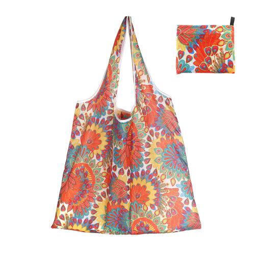 Foldable Reusable Shopping Bag Hidden Handle Tote Lightweight Grocery Storage Pouch with Inner Pocket for Travel Camping Beach