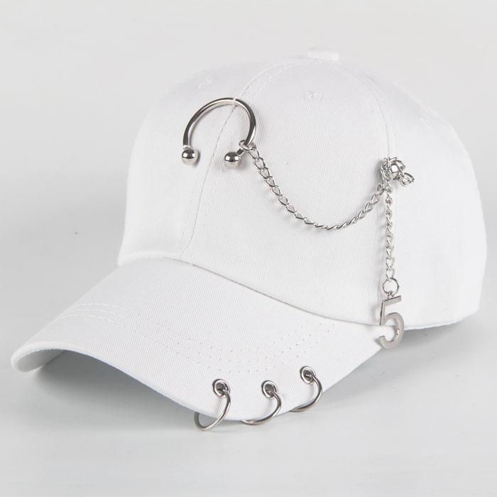 Fashion Hip Hop Cotton Baseball Cap Creative Piercing Ring Caps Punk Adult Casual Solid Adjustable Unisex Hat Snapback Hats