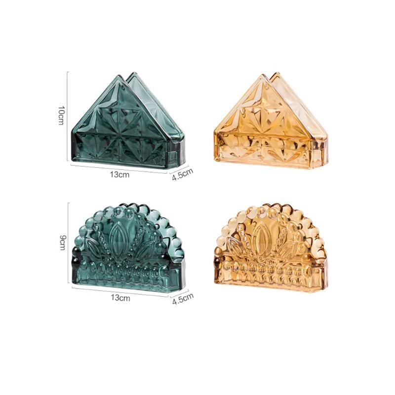 Nordic Vintage Glass Tissue Holder Desktop Decoration Home Napkin Holder El Cafe Storage Rack Tower Holder Servilletero