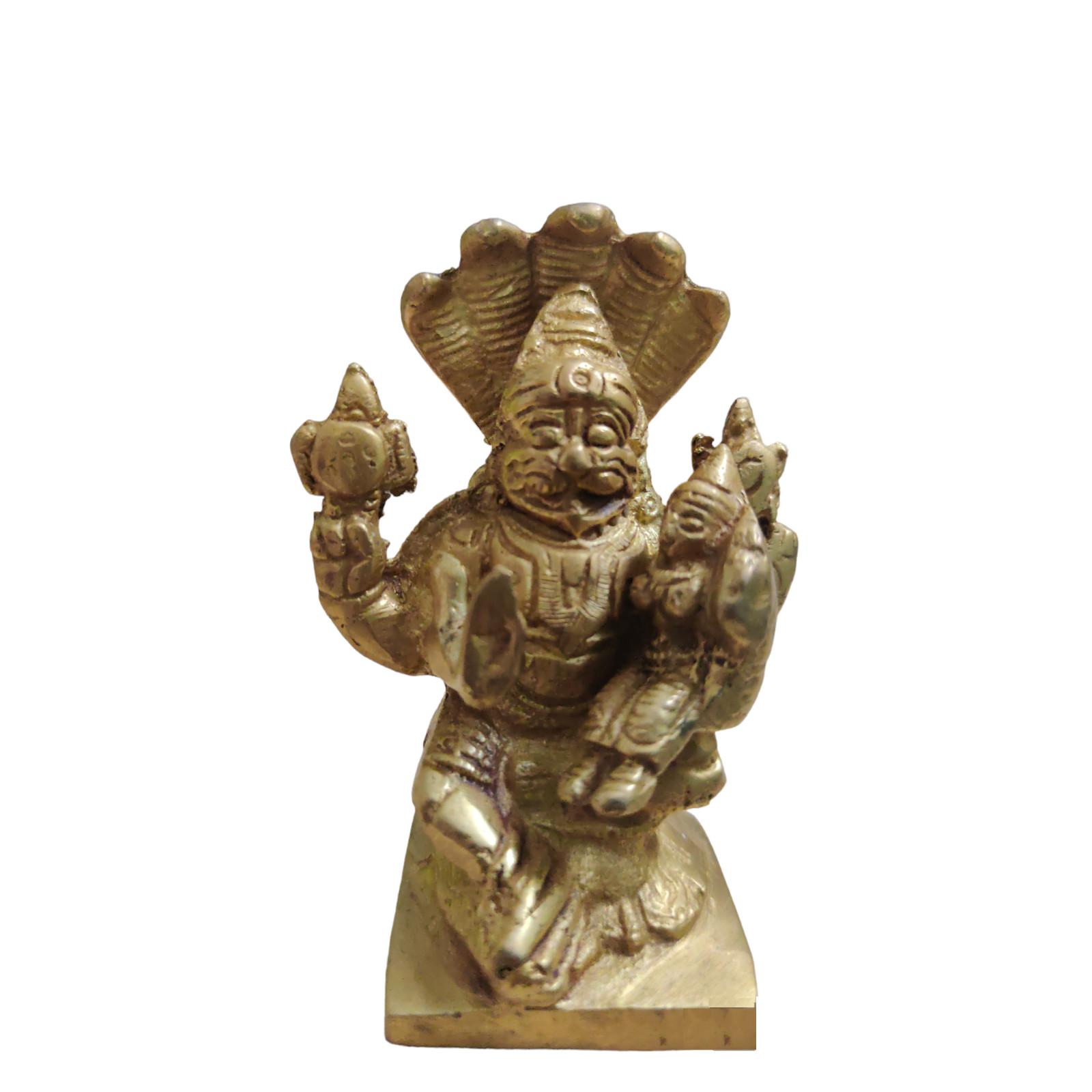 @ Indian Traditional Brass Lord Narasimhar With Adhishesha Snake Statue Zr654-60%Off