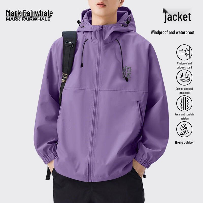 Mark Fairwhale Letter Print Hooded Jacket 4XL