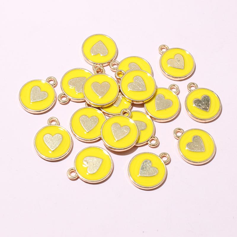 20pcs 14.5x12mm Enamel Double Side Heart Charms Pendant DIY Jewelry Making Accessories Findings for Bracelet Earrings Keychains